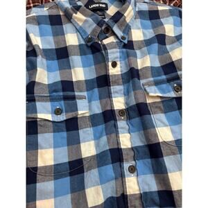 Lands’ End Men’s Traditional Fit Blue Plaid  Casual Button Down Shirt Size XL